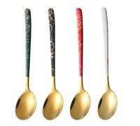 Générique Cuillères à Dessert à Long Manche en Acier Inoxydable Lot de 4 Résistantes à L'usure, Fête Mélanger Café ou Boule de Glace