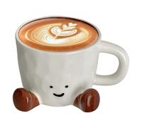 Générique Cute Mugs, Cute Cup with Feet, Hand Kneaded Ceramic Water Cups, Aesthetic Novelty Design, Decorative Tableware 3.82x2.87x1.38 inches For Men, Women, Home Desk Use