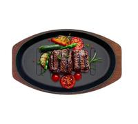 Générique de gril - à fajita en fonte | Assiette de service ovale pour steak Sizzler | Poêle Teppanyaki à Induction noire de 10 pouces, pour griller, barbecue, four, cuisinière, plateau de dîner c