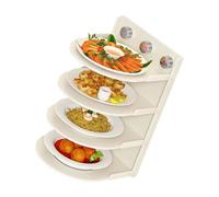 Générique de rangement pliable, étagère de préparation à 4 couches en acier carbone avec à ventouse pour petites cuisines, de place, porte-gobelet à condiments,