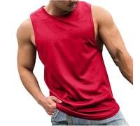 Générique Débardeur Été Homme Maillot de Corps Tee Shirt sans Manche T-Shirts Couleur Unie Doux Teeshirt Manches Courtes Tshirt Respirant Tee-Shirt Léger Vêtements Soldes Rouge 3XL