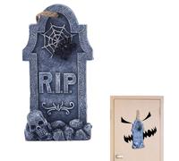 Générique Décoration Halloween Pierre Tombale pour Intérieur Crâne Araignée | Petit Pendentif Pierre Tombale Pour Bureau Étagère Cheminée Armoire Rétroviseur Voiture Arbre