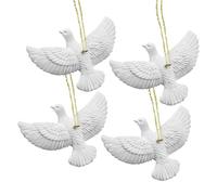 Générique Décorations De Noël De L'amitié - 9 X 6 X 3 Cm, Lot De 4 Oiseaux en Résine, Blanc, Paix, Amour, | Décoration d'arbre De Noël, Présentoir De Table De Célébration De De Mariage, Accessoire
