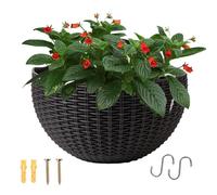 Générique Demi Cercle Pot De Fleur Suspendu - 21 Cm Jardinières Demi - Lune avec Trou De Drainage -Pots De Fleurs Muraux en Imitation Rotin - pour Balcon, Clôture, Décoration Intérieure Et Extérieure