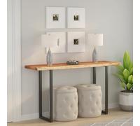 Générique Dessus de Table rectangulaire 120x40x3,8 cm en Bois Massif d'acacia, Plateau de Bar ou Table d'appoint à Bord Vivant Rustique, Surface Lisse Facile à Nettoyer, pièce Unique