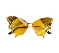 Générique Diamant papillon lunettes de soleil lunettes de soleil œil de chat femmes sans monture petit visage papillon lunettes