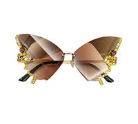 Générique Diamant papillon lunettes de soleil lunettes de soleil œil de chat femmes sans monture petit visage papillon lunettes