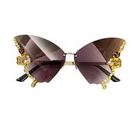 Générique Diamant papillon lunettes de soleil lunettes de soleil œil de chat femmes sans monture petit visage papillon lunettes