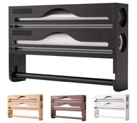 Générique Distributeur Aluminium Et Film Alimentaire avec Porte Sopalin Cuisine, Derouleur Film Alimentaire, Distributeur Papier Aluminium et Film, Support de Rangement pour Mural/Tiroir de Cuisine