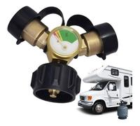 Générique Diviseur De Propane - Raccord Double pour Bouteille de Gaz avec Manomètre,Pièces De Rechange QCC avec Jauge Et Arr