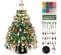Générique Diy Beaded Christmas Tree Kit, Christmas Crafts for Adults，A | Colourful Beads, Ornament Charms, Metal Frame, Angel Topper, Warm Glow Display, Christmas Craft Gift for Craft Lovers