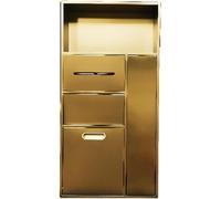 Générique Douche en Acier Inoxydable avec Panier intégré et Porte-Papier Toilette - Installation sans carrelage nécessaire, idéale pour la Cuisine, Le Salon, la Chambre, l'hôtel (Or, 40x86x14cm)