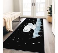 Générique Doux Tapis de Cuisine 80 x 180 cm Dessin Animé Amusant Animal Éléphant Tapis à Poils Courts Lavable Antidérapant pour Couloir Salon Chambre Cuisine Balcon Entrée Interieur, Noir
