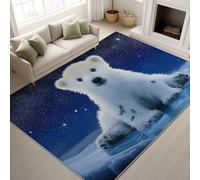 Générique Durable Tapis Féerique Animal Douces Tapiss Portrait Hiver Ne Perd Pas Ses Poils Bébé Ours Blanc Tapis 120 x 180 cm Salon Chambre, Bureau