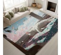 Générique Durable Tapis Japonais Anime Douces Tapiss Esthétique Ambiance Chaleureuse & Apaisante Ne Perd Pas Ses Poils Chat Blanc Fenêtre Fleur de Cerisier Papillon Tapis 50 x 80 cm Couloir Entrée