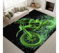 Générique Durable Tapis Moto Tout-Terrain Cavalier Éclaboussures Noir Douces Tapiss 3D Dynamique Street Ne Perd Pas Ses Poils Cool Aventure Sport Tapis 60 x 180 cm Chambre Noir