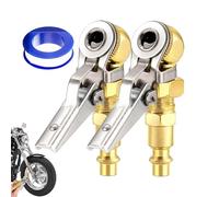 Générique Embout De Gonflage pour Pneu | Raccord De Pompe À Air Étanche - 2X Clip Fermé Étanche avec Connexion Fluide, Accessoires Compresseur avec Manomètre et Flexible pour Entretien et