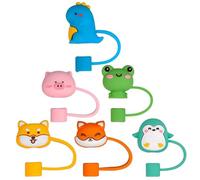 Générique Embouts de Paille en Silicone Réutilisables Étanchéité Lot de 6 Forme Adorable et Rangement Pratique pour Pailles à Boire