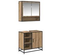 Générique Ensemble 2 Pièces Meuble Salle De Bain Chêne Artisanal | Bois d'ingénierie,style mural,miroir inclus,cabinet de rangement,design moderne,appartement,rénovation