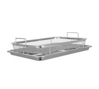 Générique Ensemble 2 Pièces Paniers de Cuisson en Acier Inoxydable pour Barbecue Extérieur et Four, Plateau Multifonction pour Rôtir Bacon et Poulet, Accessoires la Cuisine Argentés