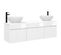 Générique Ensemble Armoire Salle De Bain 3 Pc Blanc Brillant | Bois d'ingénierie,vanités murales,tiroirs spacieux,installation flexible,forets inclus