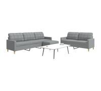 Générique Ensemble canapé 3 pièces Gris Clair avec Pouf, canapé Convertible en Tissu Polyester Doux, Cadre métallique Robuste, Assise Confortable rembourrée, Repose-Pied Polyvalent