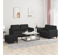 Générique Ensemble canapé 3 pièces Similicuir Noir avec Pouf, canapé Lounge Confortable pour Salon