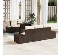 Générique Ensemble Canape Jardin 6 Pieces Polyrotin Marron | Table ajustable hauteur cafe ou repas, cadre acier poudre, sac rangement impermeable inclus