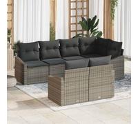 Générique Ensemble Canapé Jardin Polyrotin Gris 7 Pièces | Modulaire, Résistant aux Intempéries, Siège d'Angle, Cadre Acier, Sac de Rangement Étanche Inclus