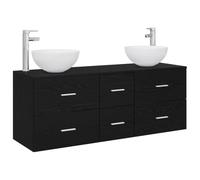 Générique Ensemble d'armoire de Salle de Bain 3 pc Chêne Noir | Meuble mural, bois d'ingénierie, tiroirs intégrés, rangement, petites salles de bain, entretien facile