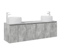 Générique Ensemble d'armoire de Salle de Bain 3 pc Gris béton | Bois d'ingénierie et acier, montage mural, portes à charnière pivotante à 90°, forets fournis, rangement spacieux