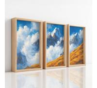 Générique Ensemble de 3 Décorations Murales Moderne, Impression HD pour Salon Chambre à Coucher, Posters Montagne Randonneurs Majestueux Ciel Bleu, Sans Cadre Tableau Mural 50 x 70 cm