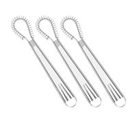 Générique Ensemble de 3 Fouets à Œufs Manuels en Acier Inoxydable Argenté, Facile à Nettoyer, pour Mélanger Farine et Œufs Lors des Repas Quotidiens