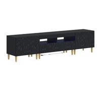 Générique Ensemble de 3 Meubles TV LED Delft Noir Bois d'ingénierie | Rangement multimédia, portes réversibles à 90°, bandes LED, design slim, bois d'ingénierie résistant à l'humidité