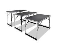 Générique Ensemble de 3 Tables de Collage Pliables réglables en Hauteur 73-94 cm, Dessus MDF Noir, Pieds en Fer et Aluminium, capacité 30 kg, Crochets de Fixation Inclus