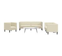 Générique Ensemble de canapé Chesterfield 3 pcs crème Similicuir,Meubles, Canapés,3209268