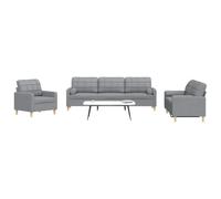 Générique Ensemble de canapés 3 pcs Gris Clair avec Coussins décoratifs, canapé 3 Places en Tissu Polyester Doux, Cadre métallique Robuste, oreillers cylindriques Confortables, Charge Max