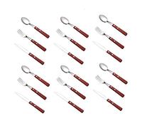 Générique Ensemble de Couverts, 18 pièces en Acier Inoxydable avec Manches en Bois, pour Les Repas de Famille et Les réunions (Silver)
