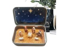 Générique Ensemble De La Nativité De Noël | Décorations De Noël À Collectionner en Résine | Statuette De La Sainte Famille avec Crèche,pour Table Armoire Bureau Chevet Salon Chambre Salle