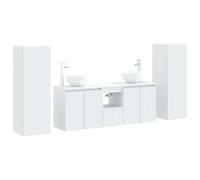 Générique Ensemble de Meubles de Salle de Bain 5 Pièces Blanc Mural | Lavabo et robinet intégrés,porte réversible,tiroirs et compartiments,fixation murale,2 forets inclus