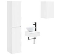 Générique Ensemble de mobilier de Salle de Bain 3 pc Blanc monté sur Le Mur | Bois d'ingénierie,porte réversible,deux mèches incluses,rangement spacieux,design moderne,lavabo et robinet personnalisables