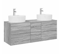 Générique Ensemble de mobilier de Salle de Bain 3 pc Sonoma Gris | Meuble mural, bois d'ingénierie, poignées métal, compartiments rangement, forets inclus, sans trous pré-percés