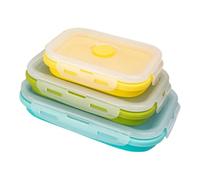 Générique Ensemble de récipients à déjeuner Pliables avec Corps en Silicone, Rangement emboîté et Fermeture de Couvercle pour Les Repas de Travail, préparation, Pique-Nique