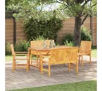 Générique Ensemble de Salle à Manger de Jardin 5 pièces en Bois d'acacia Massif Marron, Table rectangulaire et chaises avec accoudoirs pour Repas extérieurs sur terrasse ou Patio