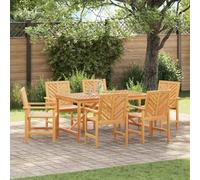 Générique Ensemble de Salle à Manger de Jardin 7 pièces en Bois d'acacia Massif Marron, Table rectangulaire et chaises Assorties pour Repas extérieurs