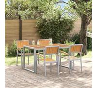 Générique Ensemble de Salle à Manger Jardin 5 pièces Gris, Table rectangulaire et chaises en Bois d'acacia Massif et Acier, Set Repas extérieur 5 Personnes Moderne pour terrasse
