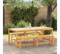 Générique Ensemble de Salle à Manger pour Jardin 3 pièces Marron, Set de Repas extérieur Moderne en Bois d'acacia Massif avec Table rectangulaire et chaises Assorties, idéal pour terrasse