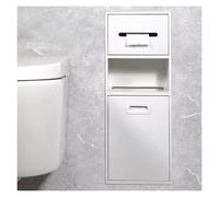 Générique Ensemble de Salle de Bain en Acier Inoxydable : Poubelle à Plusieurs Niveaux et Porte-Papier Toilette, Design encastré, Solution Gain de Place, Installation Facile, 67 x 23 x 14 cm (Blanc)
