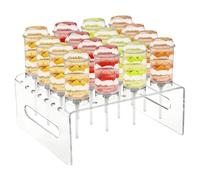 Générique Ensemble de tubes à Push Pop - 17 pièces en acrylique avec support de rangement, support à transparent pour fête | Présentoir de friandises pour événements d'anniversaire et de mariage