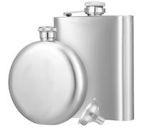 Générique Ensemble Flasques Inox 304 3 Pièces avec Entonnoir Flasque Ronde 5 Oz 7 Oz Étanche et Facile à Transporter pour Randonnée et Activités Extérieures